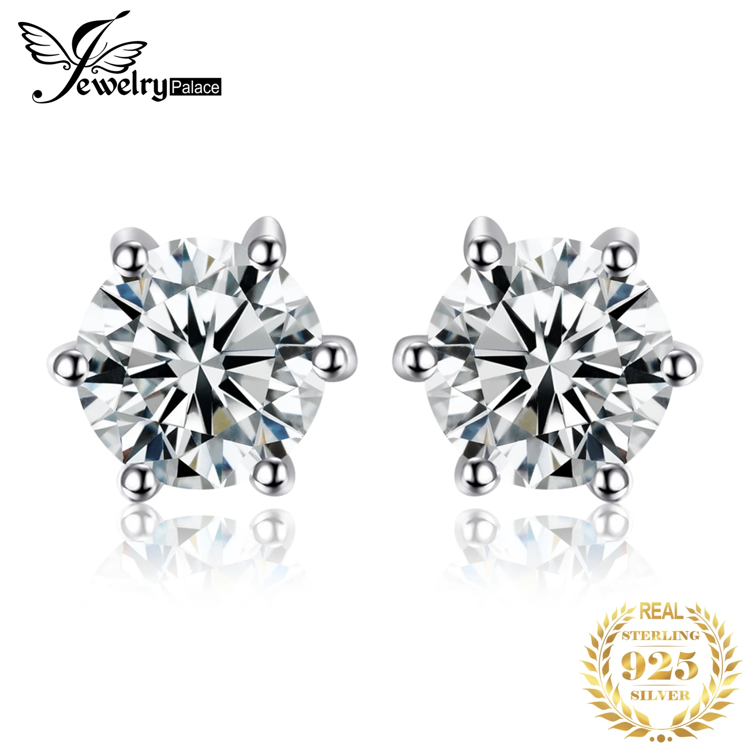 

JewelryPalace Genuine White Topaz Stud Earrings 925 Sterling Silver Earrings for Women Gemstones Korean Earings Fashion Jewelry