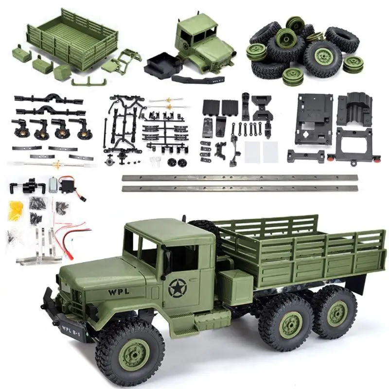 Зеленый WPL B-16 комплект 1/16 2,4G 6WD гусеничный внедорожный Радиоуправляемый автомобиль набор и светильник без электрических деталей DIY сборочные модели K4UE - Цвет: Зеленый