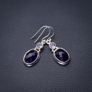 

StarGems Natural Amethyst Handmade 925 Sterling Silver Earrings 1.5" D6809