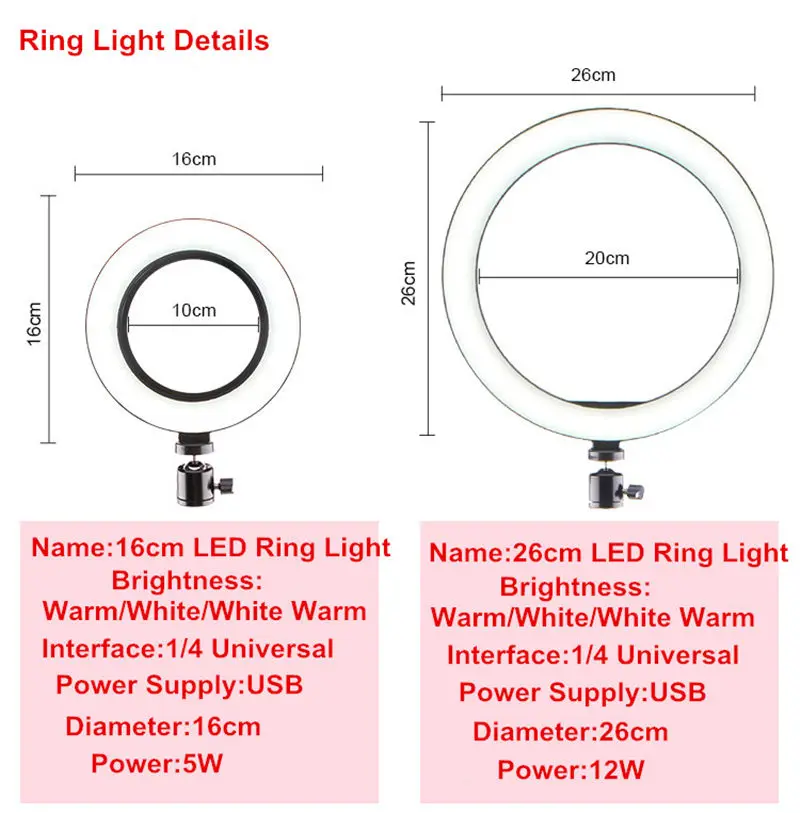 Светодиодный кольцевой светильник для фотостудии фото кольцо с регулируемой яркостью свет Youtube видео Live макияж селфи с держателем телефона USB вилка штатив