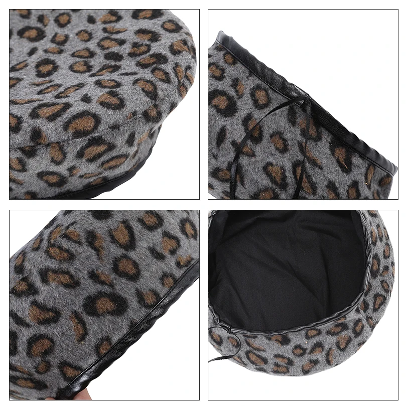 AWAYTR, женский леопардовый берет, регулируемый размер, модная шерстяная шапка, теплые зимние шапки, повседневный стиль, стильные инструменты, головной убор