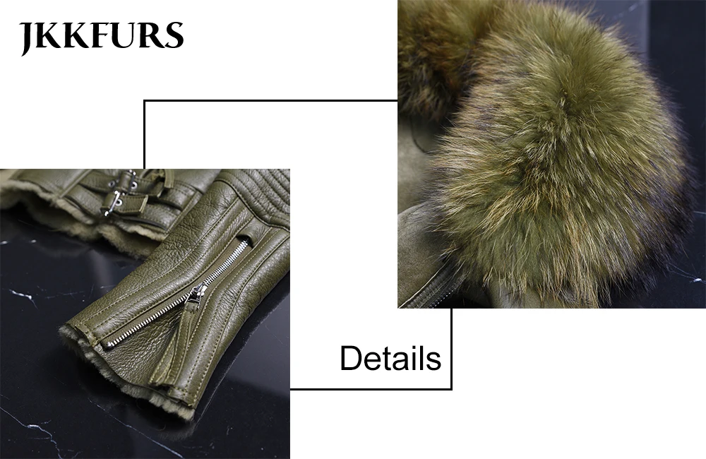 Новое Женское пальто из натуральной кожи, пальто с подкладкой из натурального меха, модная Толстая теплая байкерская куртка с воротником из меха енота, S7009