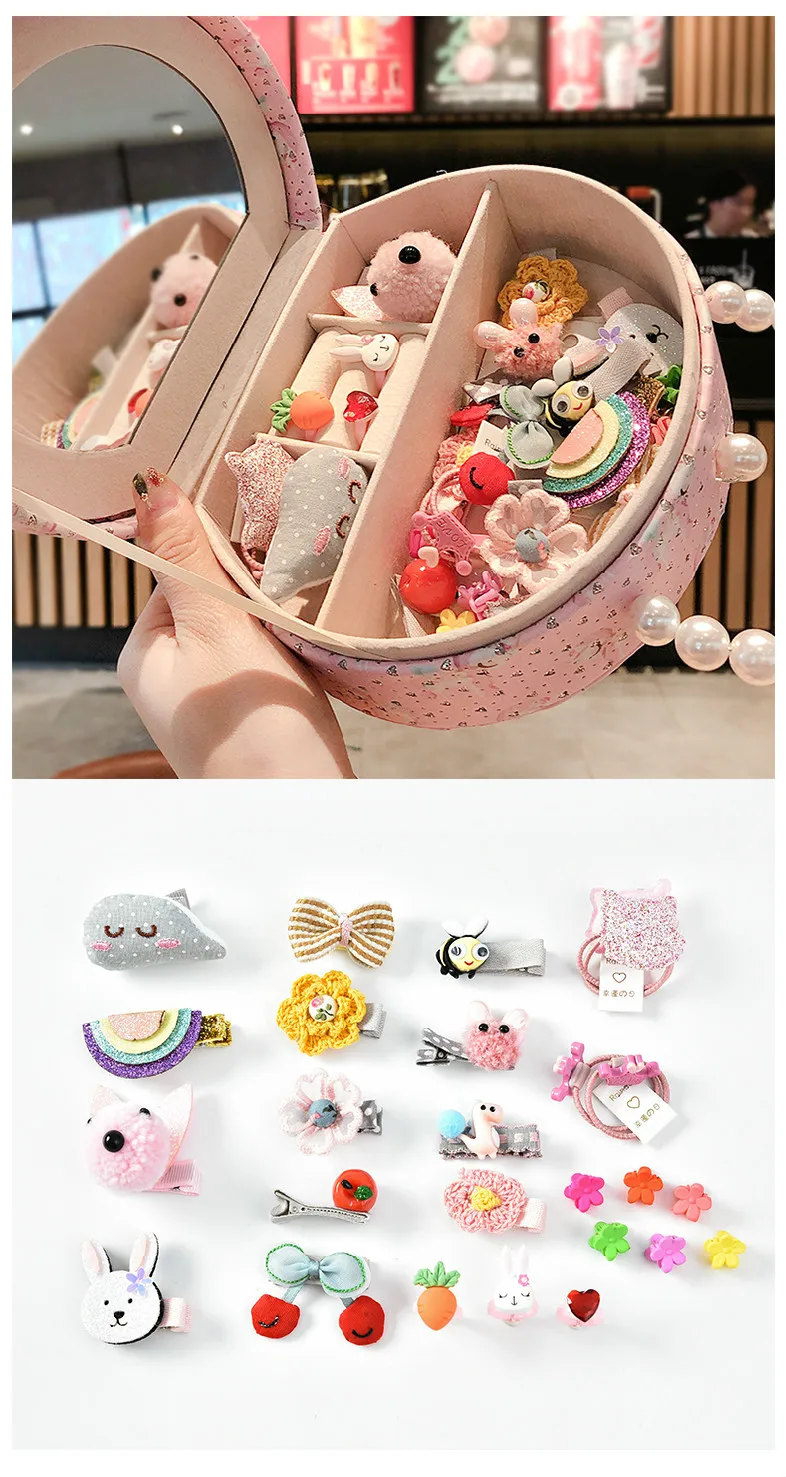 27Pcs/Set Children Cute Crown Rabbit Bow Ornament Hair Clips Girls Lovely Colors Hairpins Barrettes Kids Sweet Hair Accessories