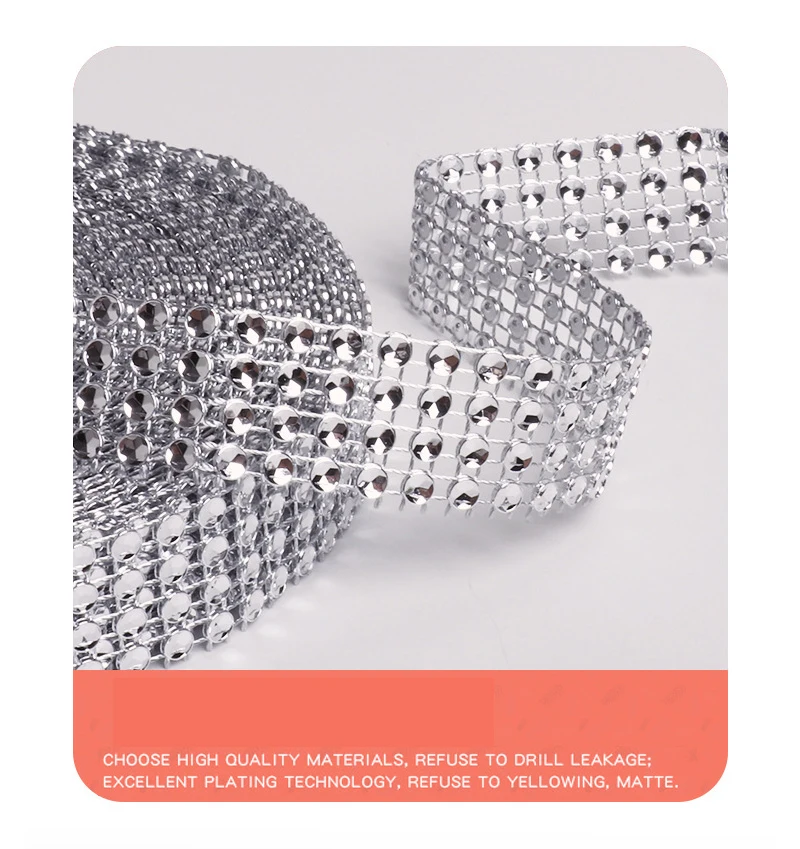 Ribbon Decoration Ribbon Supplies 5 Yards Length 2-12cm Width Bling Diamond mesh Wrap ribbon silver Rhinestone Mesh Roll Tape Tulle Crystal cake wedding decorate