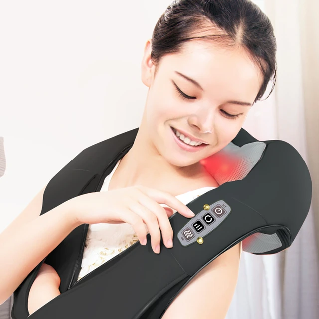 Masajeador eléctrico multifuncional, máquina para recibir masajes  relajantes en forma de U para las cervicales, el cuello, la espalda,  calentamiento por infrarrojos, Shiatsu - AliExpress