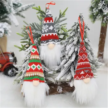 

Maxsin 3 Pcs/lot 2020 new Christmas decorations white beard knitted faceless old man doll Christmas tree pendant