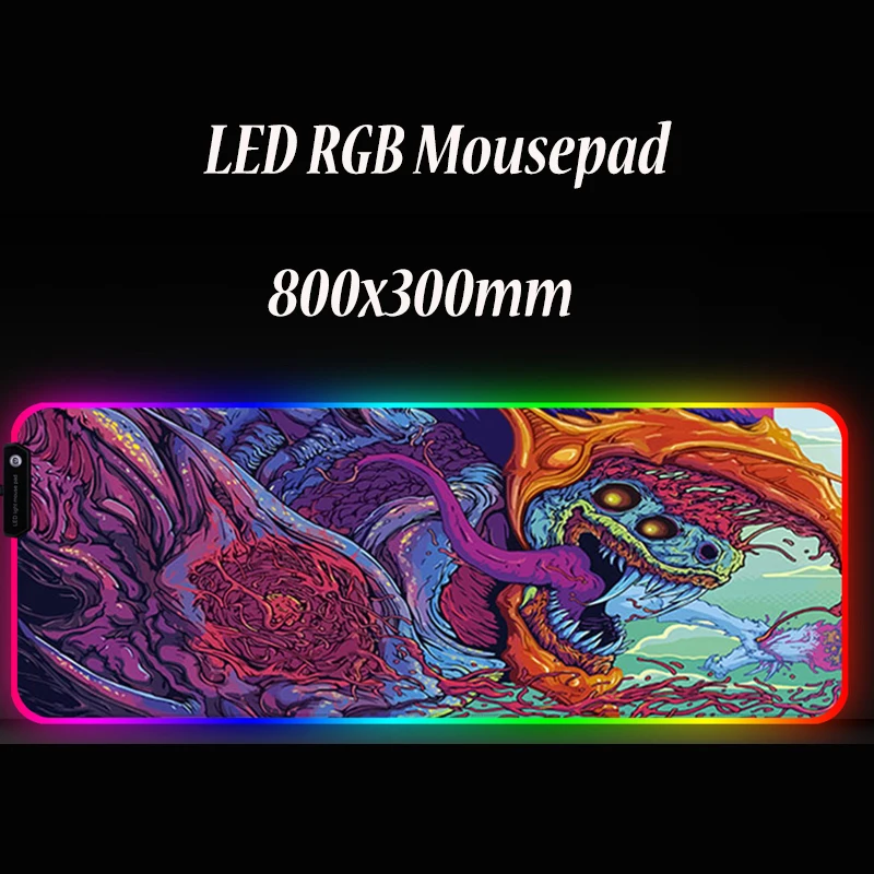 11 RGB большой коврик для мыши со светодиодной подсветкой Противоскользящий коврик для игровой мыши из натурального каучука Hyper Beast с запирающим краем геймерский коврик для клавиатуры - Цвет: 11