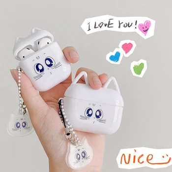 

lovely For AirPods 2 Case Cute Cat Cartoon Keyring Earphone Protection Case AirPods Pro 3 Case for Air Pods 2 Cover Fundas
