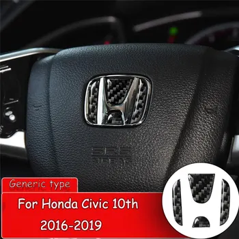 

Car styling Carbon Fiber Sticker for Honda Civic 10th 2016-2019 Car Interior Steering Wheel logo Cover Trim Sticker