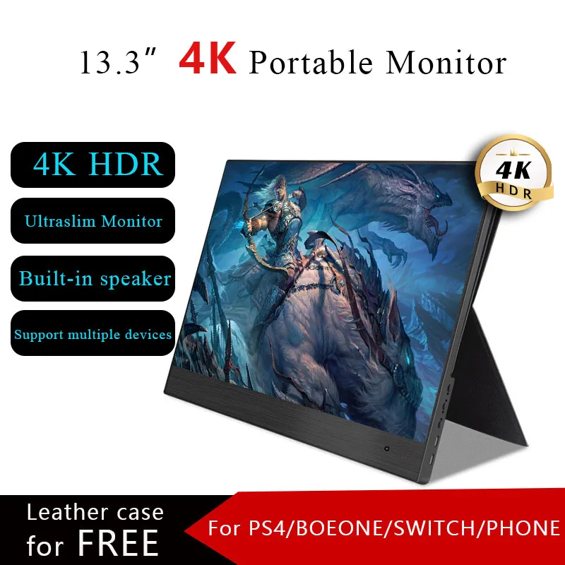 Портативный монитор 13,3 ''4K lcd HD HDMI usb type C Дисплей для ПК ноутбука телефона PS4-switch-XBOX 1080p игровой монитор ips экран