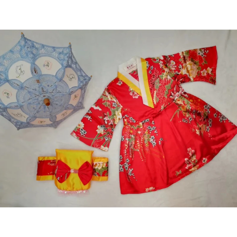 От 2 до 6 лет для новорожденных девочек; традиционное японское платье-кимоно; подарок на день рождения; праздничный новогодний костюм; Роскошная детская юката - Цвет: Color9