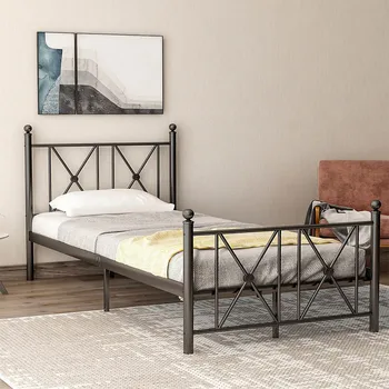 

Metal Bed Bedroom Furniture Iron Bed Frame Platform Beds For Student Dormitory 200x140cm/200x90cm Easy to assemble