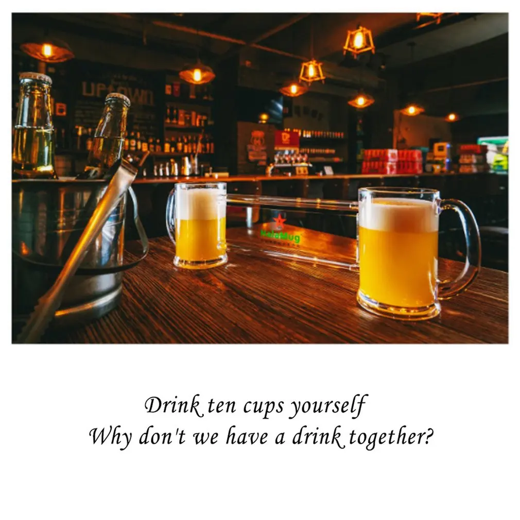 New Conjoined Beer Cup 2-in-1 Transparent Double Person Wine Glass Making Friends Cup HalaMug For Bar Party Game Funny Gift