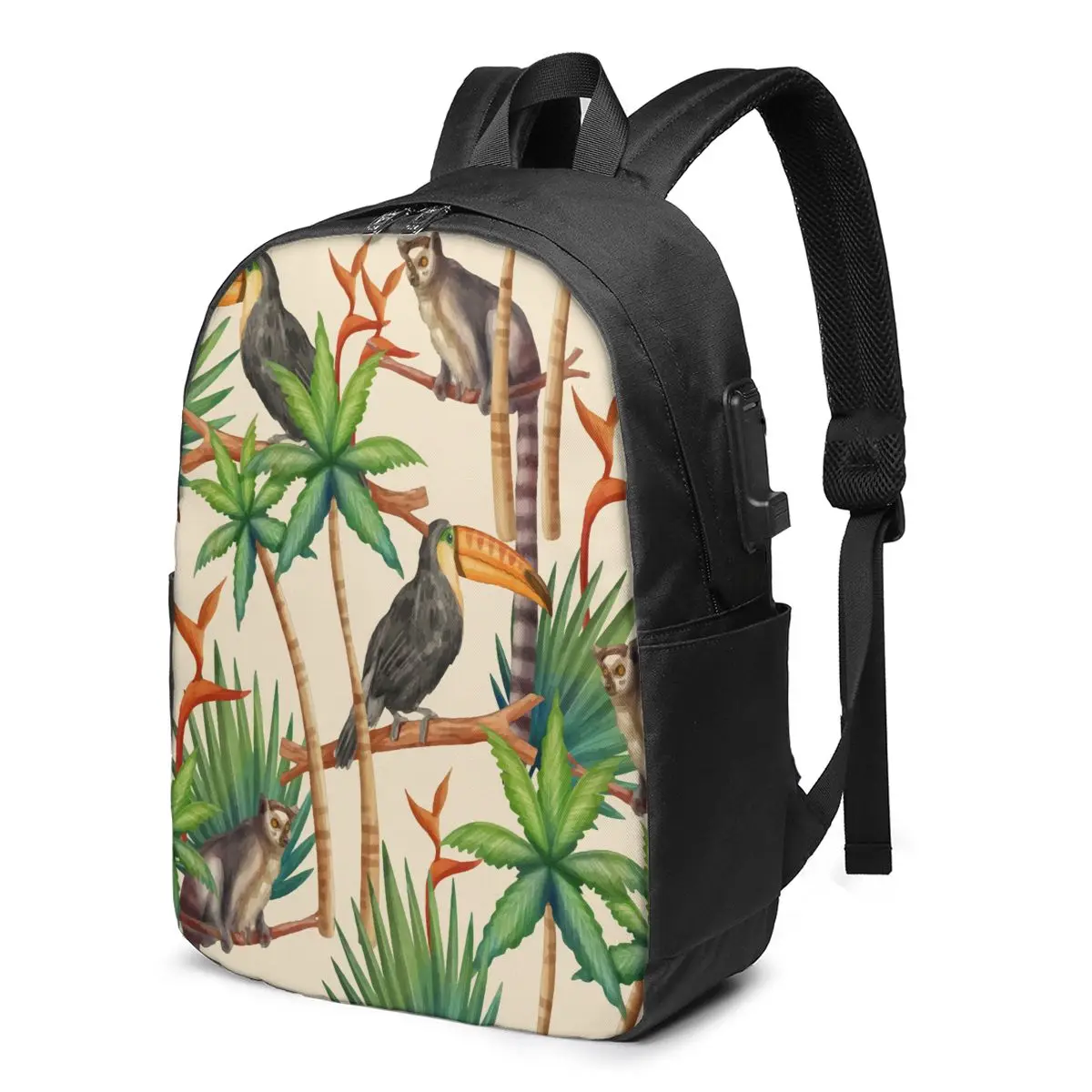 Men Backpack USB Charge School Bag 