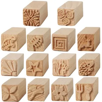 

Beech Hand Carved Stamps Leaf Flower Multi-pattern Pottery Printing Blocks Craft