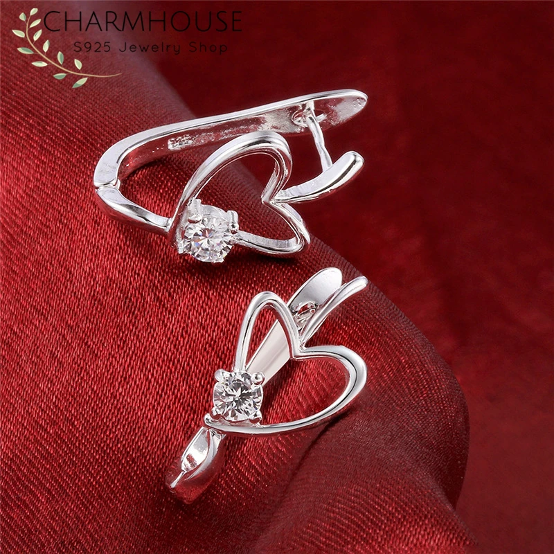 

Charmhouse 925 Sterling Silver Earrings For Women Heart U Shape Hoop Earing Brincos Femme Pendientes Fashion Jewelry Wholesale