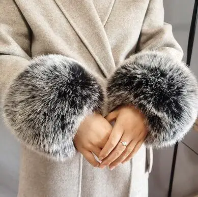 Autumn and winter women's extra large faux fur fox fur cuff winter oversleeps hand ring wristiest gloves arm warmer