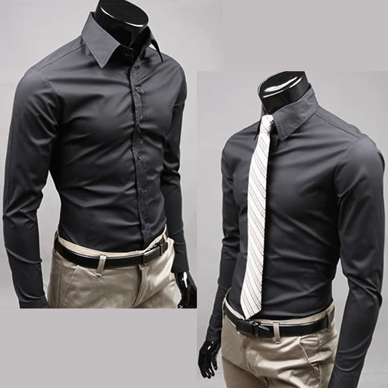 Для мужчин Роскошные Стильные повседневные платья Slim Fit Повседневное Блузка с длинными рукавами