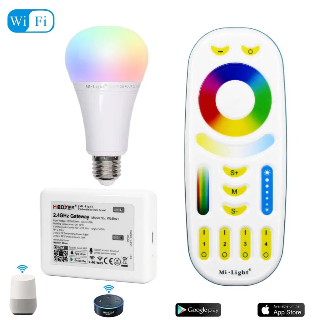 Mi Light Светодиодная лампа 12 Вт RGB + CCT светодиодные лампы 2 4G RF беспроводной