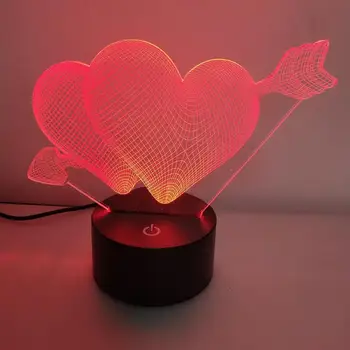 

Love 3D LED Visual Lamp 7-color Transparent USB Touch Remote Night Light