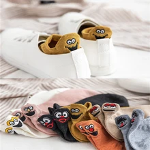 Kawaii вышитые выразительные женские носки хлопок Harajuku счастливые забавные Женские носочки рождественские подарки лодыжки 1 пара размер 35-40