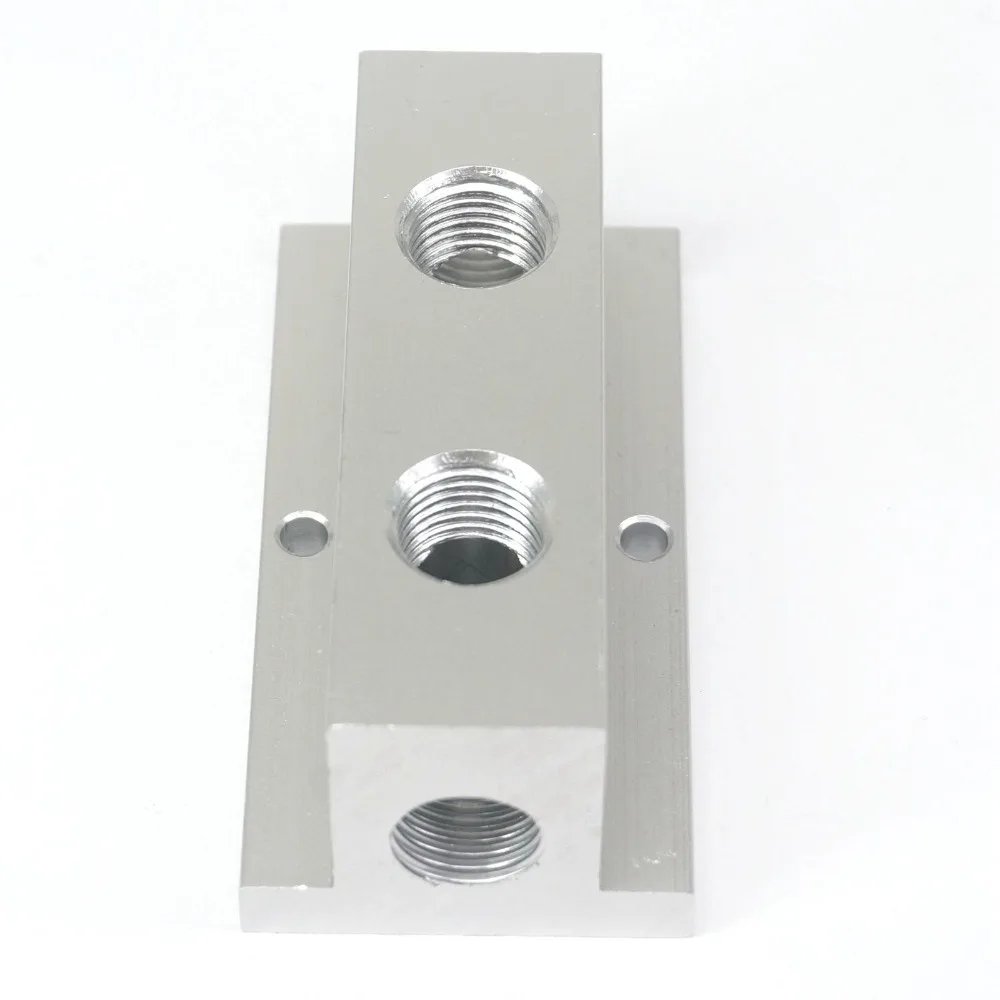 Air Pneumatic Cylinder 4 Positions Aluminum Manifold Block Splitter Turquoise 