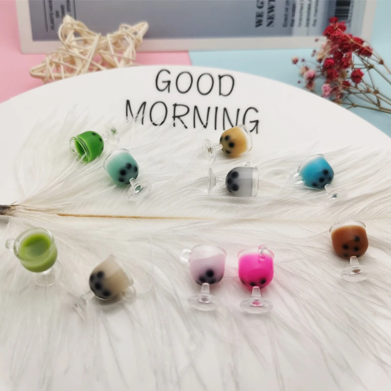 

10pcs Goblet Drinking Design Resin Charms Pendants Pearl Milk Tea Charms DIY Earring Bracelet Floating Jewelry Making Accessory