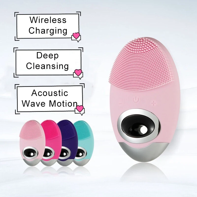 Sonic Vibrating Silicone Facial Cleanser Wireless Charging Facial Cleanser Beauty Instrument Deep Cleaning
