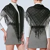 Fashion Solid Color Air Conditioning Warm Wool Knitted Shawl Women Winter Cold Cashmere Fringed Flower Hollow Triangle Scarf T78 2