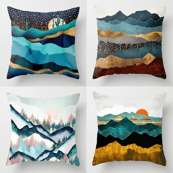 

4PCS Geometric 45X45 Print Pillow Linen Sofa Cushion Cover Home Decor Pillow Covercapas de almofada copri cuscini pillow cases