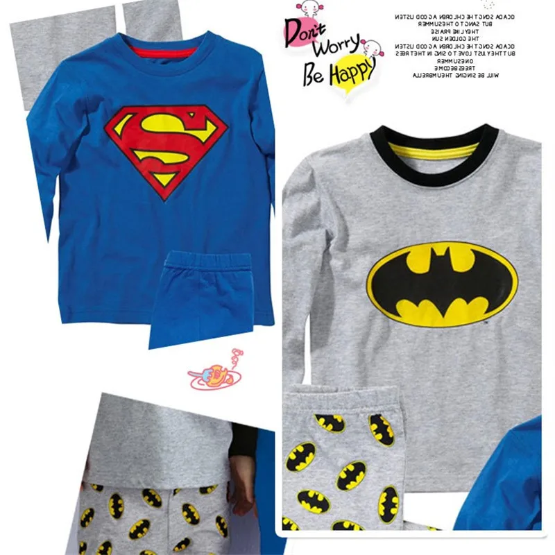 Пижама «Супермен» комплекты детская одежда для сна с мультипликационным принтом «Бэтмен», Детская домашняя пижама одежды комплект детской одежды, тренировочный костюм Детская Пижама флеш-накопителей “Мстители” костюмы