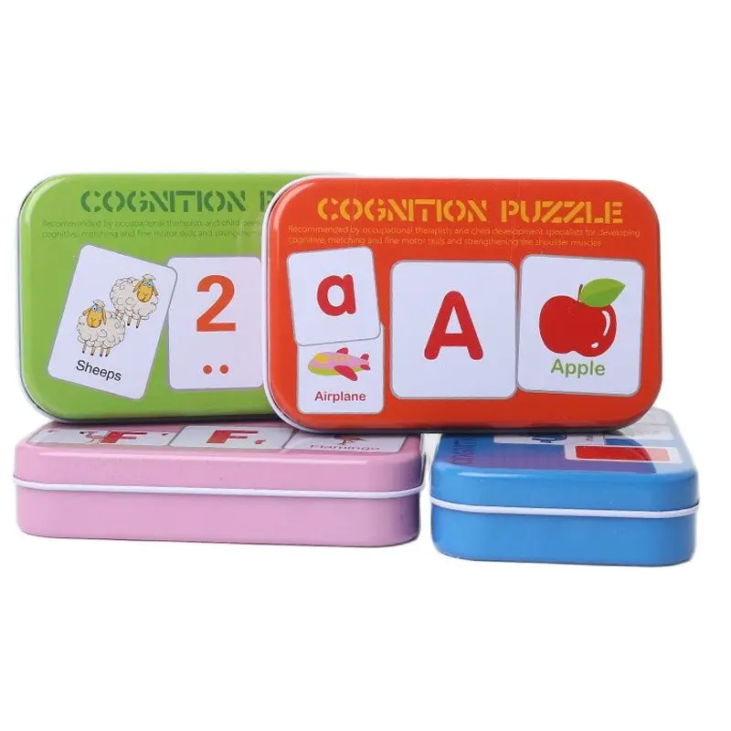 

Wholesale 12pcs/lot Kids Wooden toys Learning and Education Cognitive cards Cartoon Animals Cognition Puzzles gifts