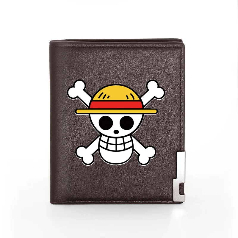 High Quality Fashion ONE PIECE Skull Printing Pu Leather wallet Men Bifold Credit Card Holder Short Purse Male