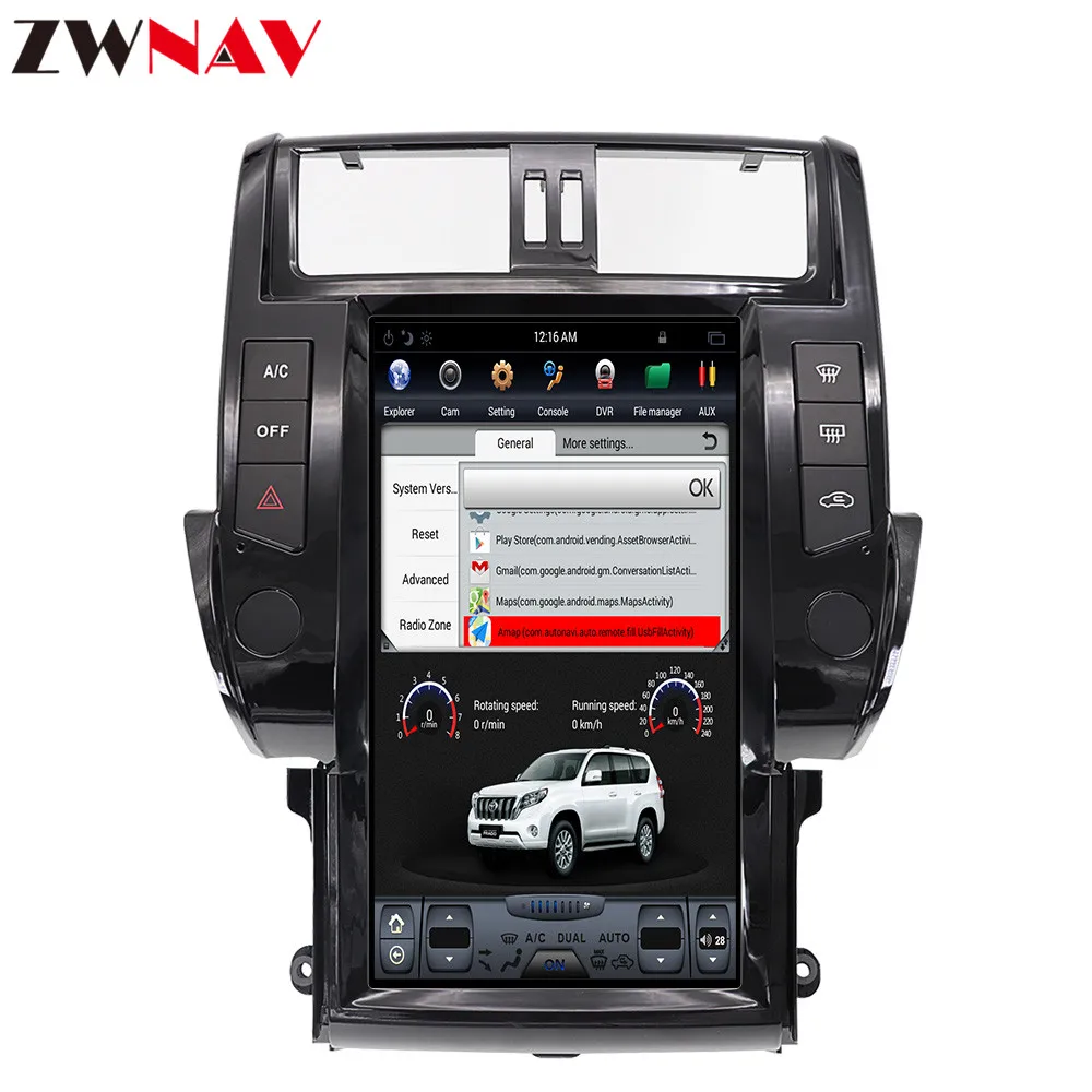 Excellent 13.6 inch tesla style Android 9.0 Car multimedia DVD player For Toyota Land Cruiser Prado 150 2010-2017 PX6 DSP Carplay headunit 2