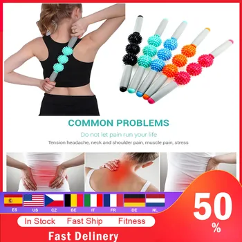 

High Quality Gym Muscle Massage Roller Yoga Stick Body Massage Relax Tool Muscle Roller Sticks With 3 Point Spiky Ball New