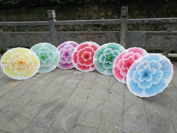 

20pcs/lot 82cm Diameter Colorful Jasmine Bloom Dance Performance Flower Umbrella Chinese Cloth Hand Made Parasol Gift