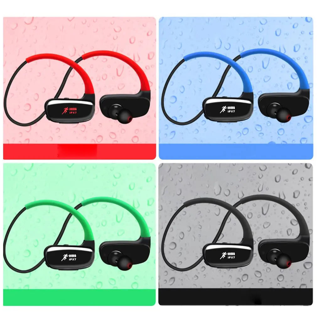 IPX7 swim Waterproof Headphones Wireless Bluetooth Earphone 16GB MP3 Player Stereo Music Earbuds Sports HiFi Headset For Iphone