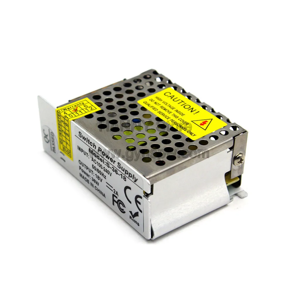 Переменный импульсный источник питания DC18V 2A 36W Трансформатор 100-240V AC к DC 18V SMPS для ретранслятора освещения доступа монитор CCTV