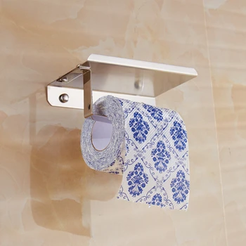

Stainless Steel Toilet Roll Paper Holder Stand Bathroom Wall Mounted Rolling Papers Mobile Phone Towel Shelf Storage Rack
