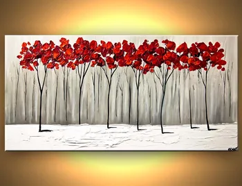 

Handmade Wall Art Oil Painting Red Cherry Blossom Tree Art Beautiful Oil Paintings For Home Decorations Modern Vinicor Art