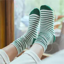 Осенние и зимние новые женские носки, полосатые ворсовые носки, хлопковые носки, носки без пятки