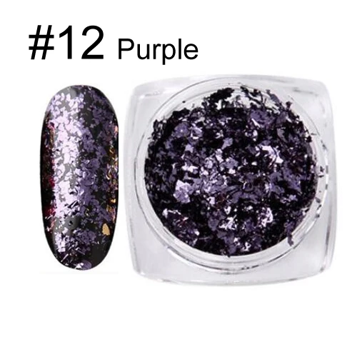 Purple Bittb 2pcs Colorful Irregular Nail Foil Paper Sticker Gold Silver Nail Art Stickers Decoration 3D Design Glitter Manicure - Color: Purple