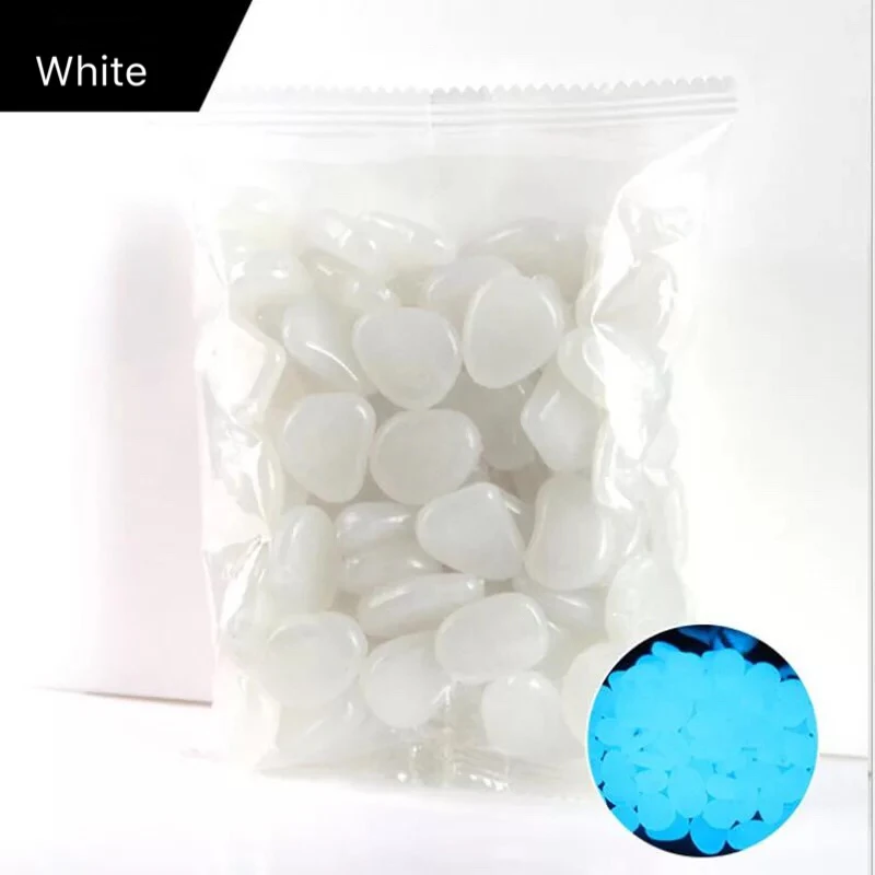 White 100/200 шт светится в темноте садовые камни светящиеся камни для сада дорожка для патио сада двора украшения аквариума - Цвет: White