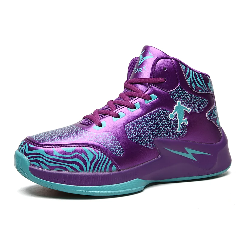 CINESSD/Прочные баскетбольные кроссовки; нескользящая обувь Jordan; высокие спортивные кроссовки; уличные кроссовки; Мужская амортизирующая спортивная обувь - Цвет: Фиолетовый