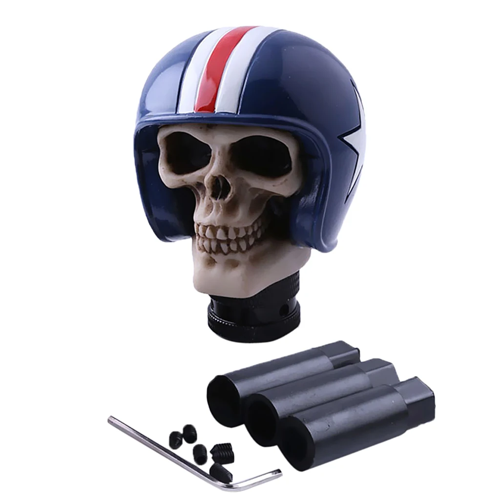 Car Manual Gear Stick Shift Knob Blue Skull Cover Handle Shifter Lever