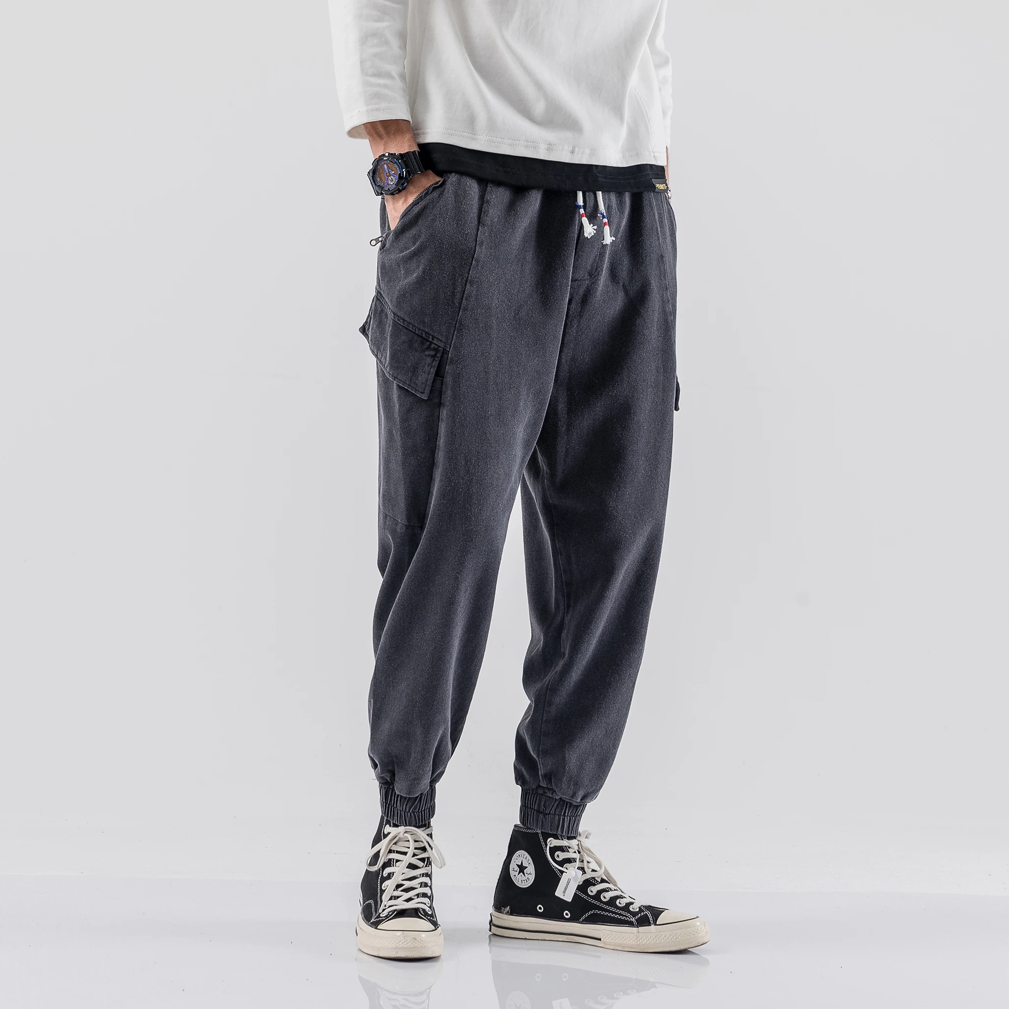 Yasword Men Cargo Pants Harem Trousers Straight Ankle-Length Solid Color Casual Fashion Loose Male Clothing Streetwear Yasword Men Cargo Pants Harem Trousers Straight Ankle-Length Solid Color Casual Fashion Loose Male Clothing Streetwear