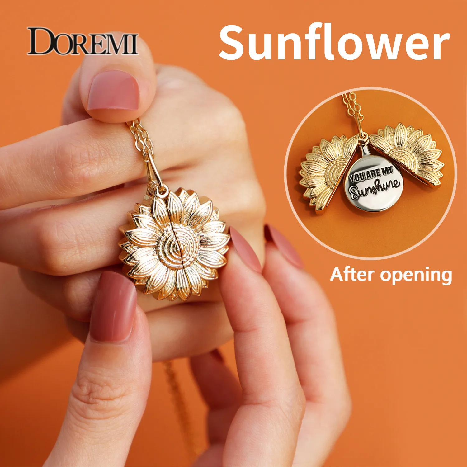 Sunflower  Pendant Necklace Engrave Name Date Stainless Steel Custom Jewelry Gift You Are My Sunshine Open Locket Sunflower DIY sunshine ss 024a extra sharp extra hard high precision stainless gold needle multimeter pen for electronic component repair
