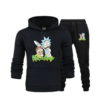 

Spring and Autumn Men's Hoodie Set Men's and Women's Hip Hop Hoodie Set + Black Trousers Two-piece Sportswear Sweater Set