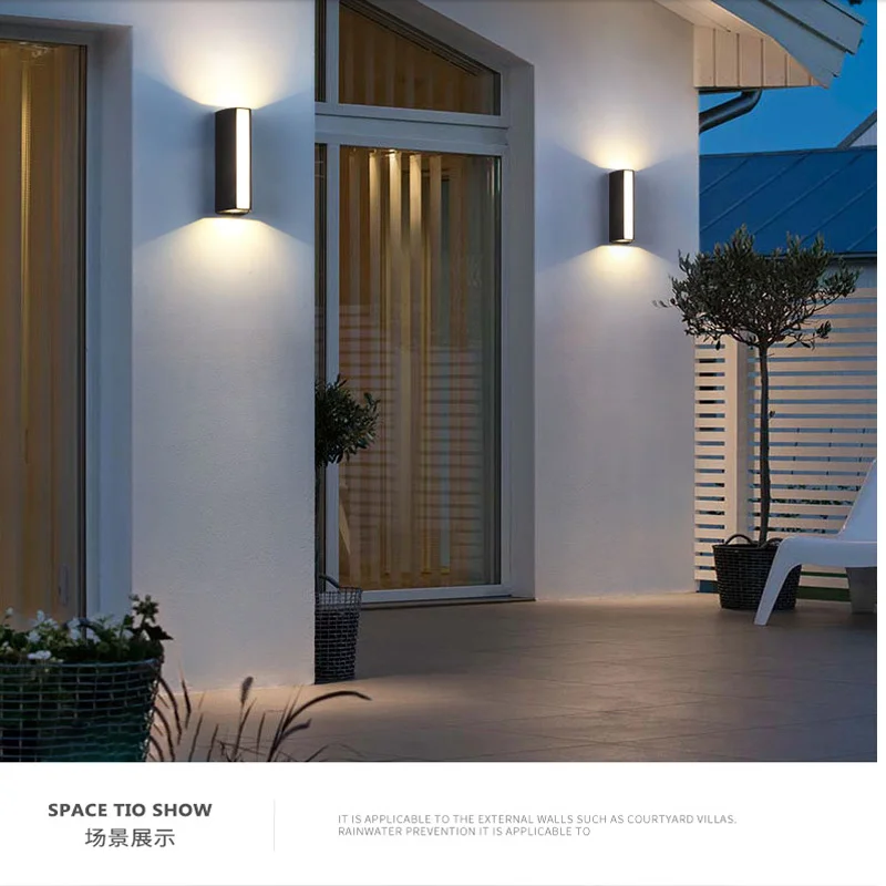 Led outdoor wall garden outdoor corridor hallway stairs villa garden wall pillars double foco led sconce waterproof terrance