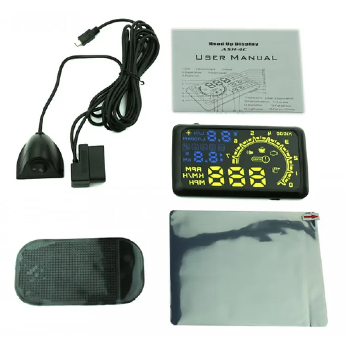 

ASH-4C YB Car HUD Head Up Display OBD2 II EUOBD Overspeed Warning System Projector Windshield Auto Electronic Voltage Alarm